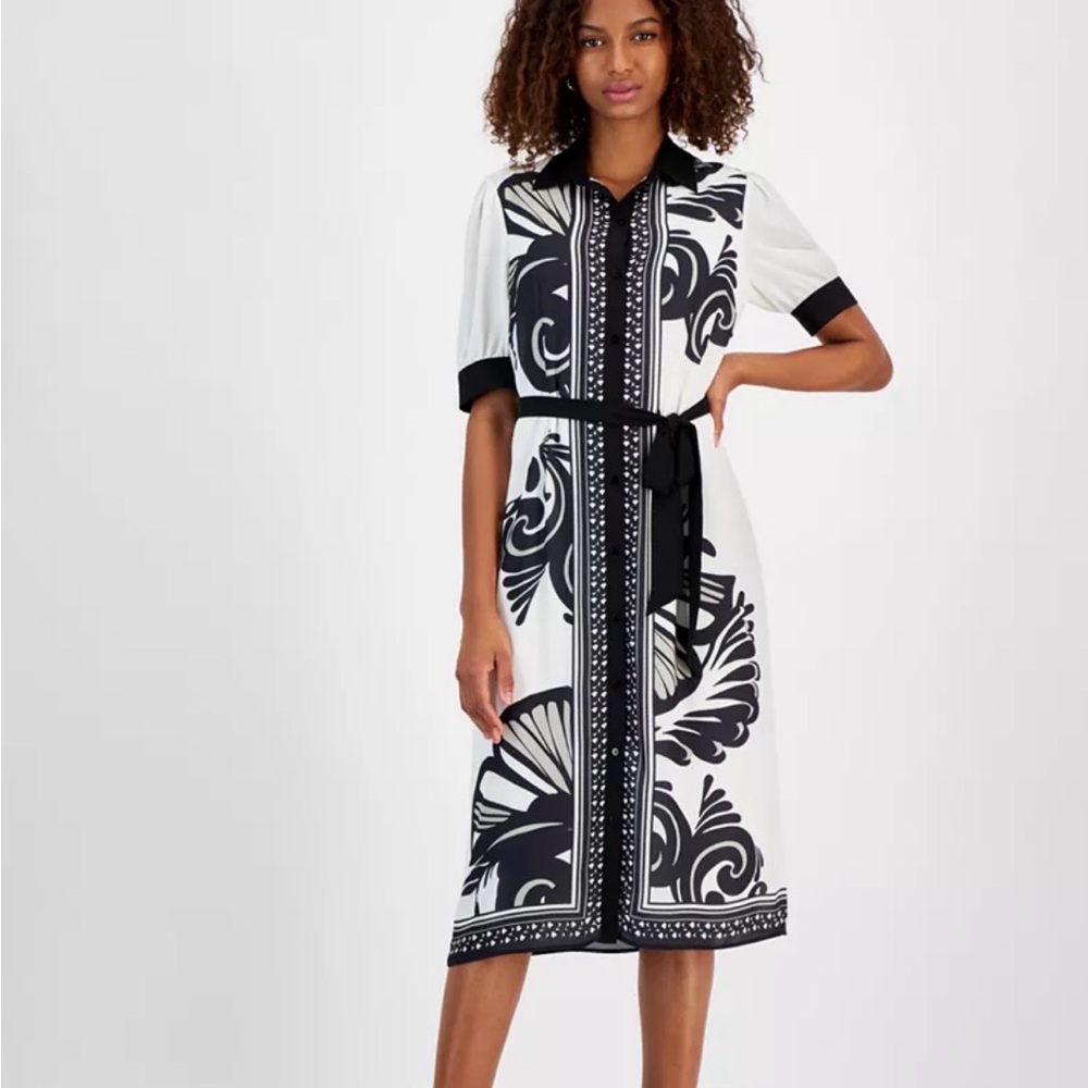 T Tahari Elegant Black and White Dress